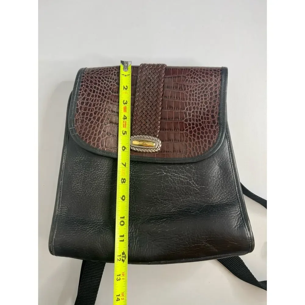 Brighton Backpack Purse Leather Two Tone Brown Black